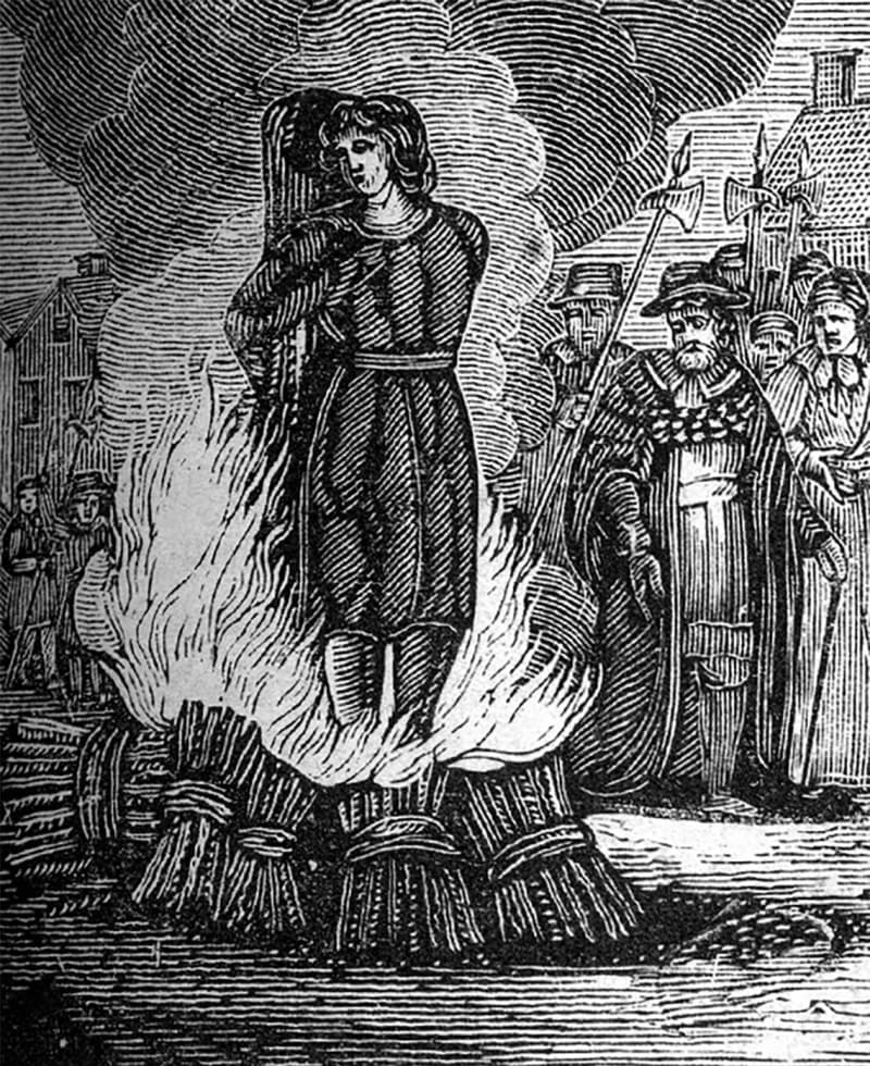Heksenverbranding, illustratie uit een 19e eeuws boek