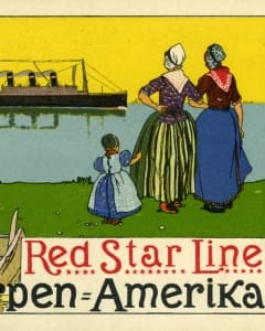 Affiche voor de Red Star Line  van Antwerpen naar Amerika uit 1900
