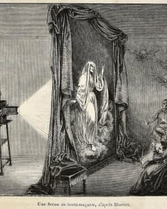Een 18de-eeuwse voorstelling met de toverlantaarn door de Belgische illusionist en natuurkundige Etienne Gaspard Robert