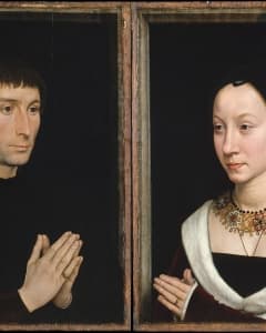 Portretten van Tommaso di Folco Portinari en Maria Portinari door Hans Memling