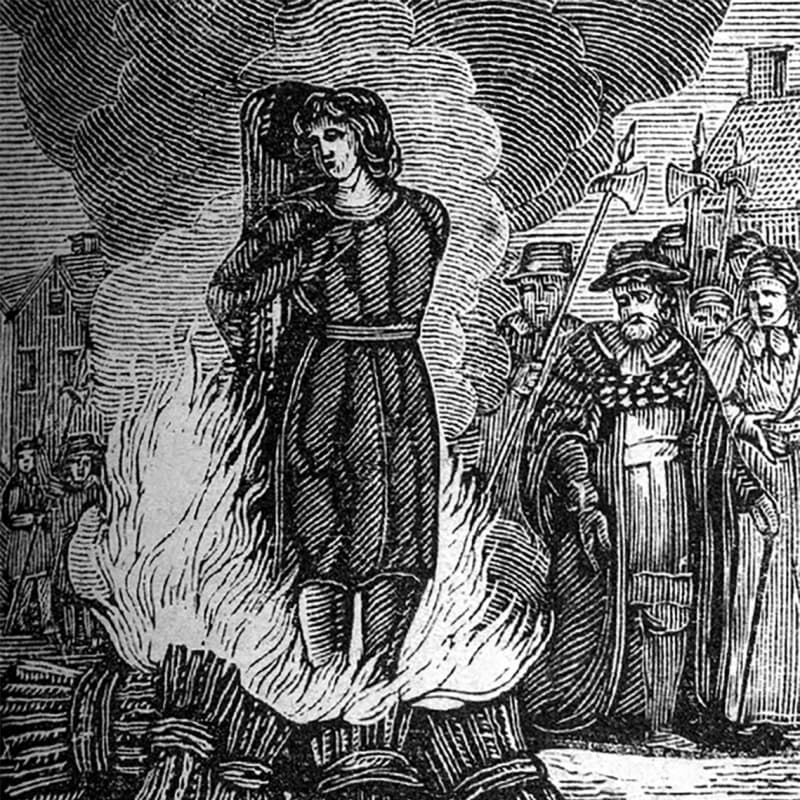Heksenverbranding, illustratie uit een 19e eeuws boek